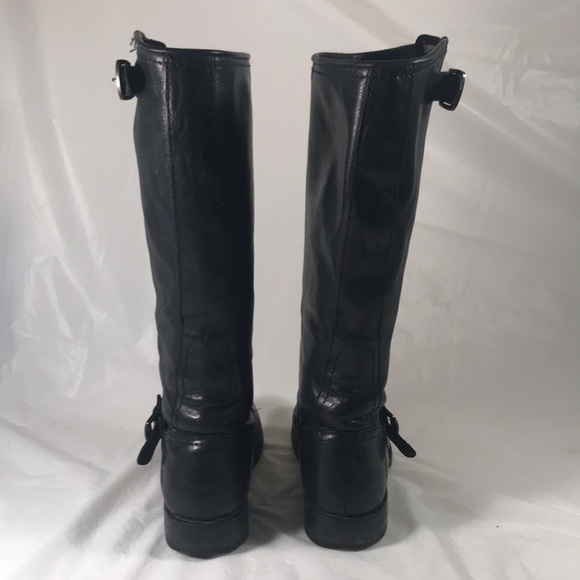 Frye Women’s Black Leather Veronica Slouch Bikercore Goth Boots - Picture 4 of 11